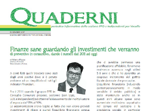 Nuovo “Quaderni” – edizione dicembre 2017